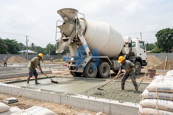 Contoh berbagai ukuran beskos di lokasi proyek